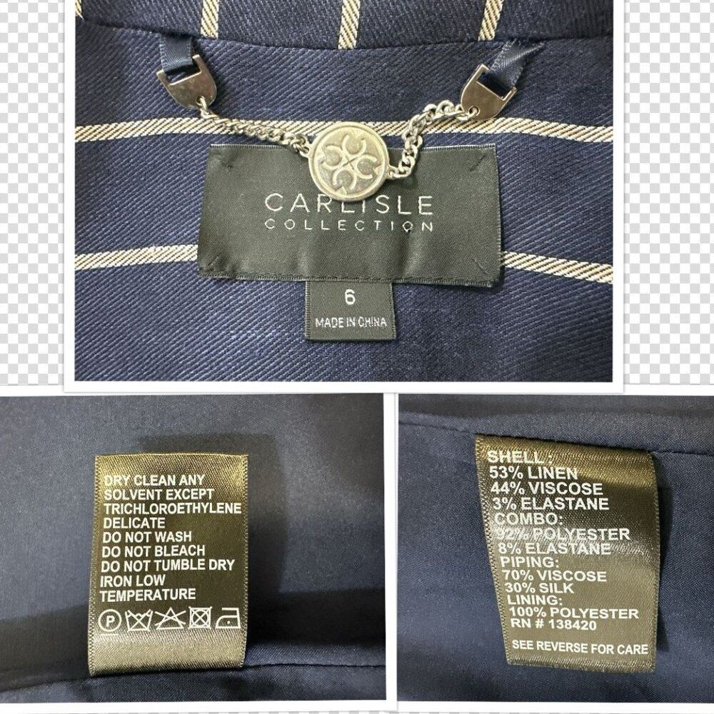 Carlisle Collection Linen Blend Jacket Captain Nautical Luxe Sz6 Tailored Blazer - Picture 16 of 16